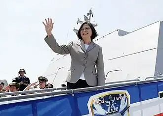 Taiwanese President Tsai Ing-wen aboard Tuo Chiang