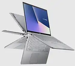 The showcase of ErgoLift on Zenbook Flip 15 in several angles