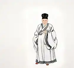 Xu Yueshan wearing daopao, without a belt.
