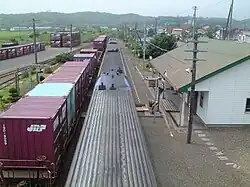 Freight train at Onbetsu Station