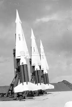 Nike Hercules missiles of the US Army 71st Air Defense Artillery Regiment at Tamsui Missile Base in 1958
