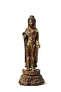 Standing Buddha. Unified Silla period. Gilt bronze, h. 23.9&nbsp;cm. National Museum of Korea.