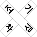 Railroad crossing (Korean version, used in borders near North Korea)