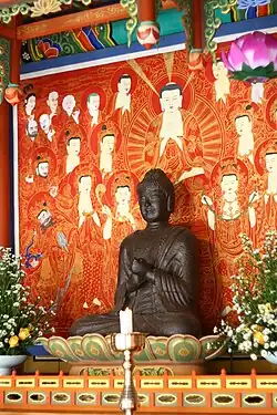 Seated Vairocana, 9th century. Iron, Jeungsimsa. Gwangju, South Korea