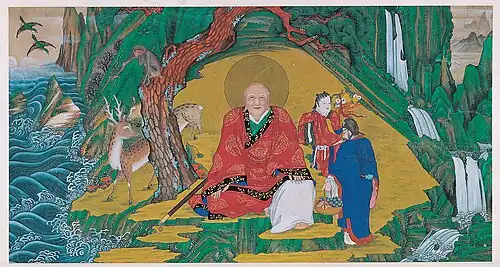 Large Mountain Spirit Banner Painting in Rich Colors, Joseon, Kyonggi University Museum