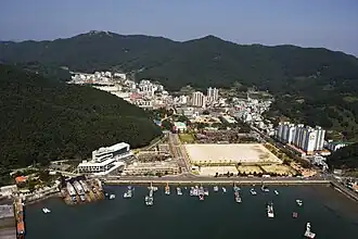 Aerial view of the campus.