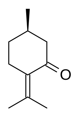 2D representation of the chemical structure of pulegone.