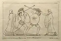 Ajax battling Hector, engraving by John Flaxman, 1795