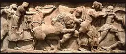 Unknown artist: Treasury of Siphnos frieze (detail), Delphi Archaeological Museum, c. 525 BC