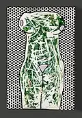 Masked torso enamel on metal sheet, 73x48cm (2012)