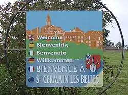 A welcome sign in Saint-Germain-les-Belles