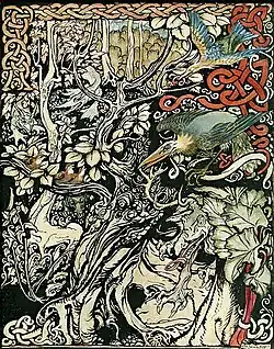Arthur Rackham's drawings feature twisted trees that suggest supernatural beings.[3]