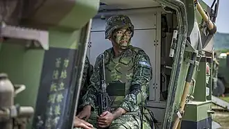 Machine gunner in the back of a CM-32