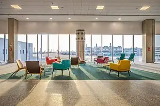 Colorful chairs in the airport