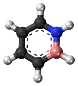 Ball-and-stick model of the 1,2-dihydro-1,2-azaborine molecule
