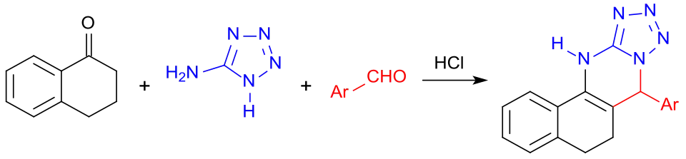 Multikomponentenreaktion von 1-Tetralon mit Aminotetrazol und aromatischem Aldehyd