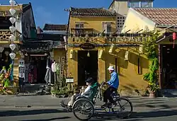 Typical shops and streetscape in Hoi An's Old Town, in daylight