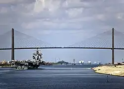 The Suez Canal Bridge in El Qantara, Egypt.