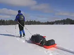 Pulk pulled by a skier