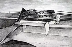 Hooded countryside, 1993, charcoal, 65 x 100&nbsp;cm