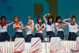Rainbow in 2016. From left to right: Jaekyung, Woori, Hyunyoung, Jisook, Noeul, Seungah and Yoonhye.