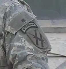 As worn over 48th Infantry Brigade Combat Team patch. 1-167th was attached to the then-48th Heavy Brigade Combat Team during their 2005 deployment to Iraq.