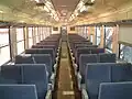 Interior of Mitaka Depot set modified with reclining seats for use on Shinkansen Relay rapid services, 2001