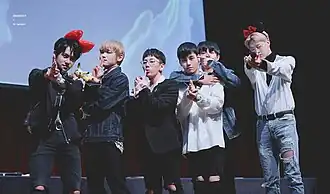 JBJ in 2017 From left to right: Donghan, Kenta, Taehyun, Sanggyun, Longguo, Hyunbin