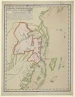 Image 61790 map of territory conceded by Spain to British settlers for cutting timber. (from History of Belize)