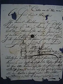 Letter from Wilhelm Mülhens on 21 October 1826