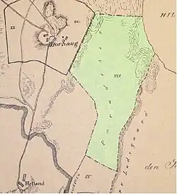 Colored map highlighting a section in yellow