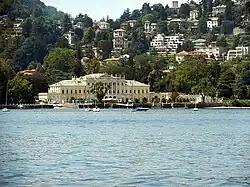 The villa seen from the lake