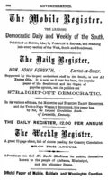 Advertisement for Mobile Register newspaper, 1875