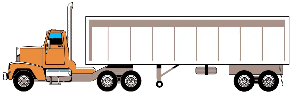 The front tandem-axles are typically under power by the tractor. The rear tandem-axles, not powered, are supporting the rear of the trailer.