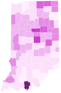 Result for the leading Prohibition elector by county