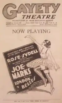 Advertisement, 1920: Rose Sydell, Joe Marks, London Belles