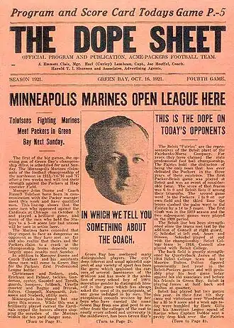 A copy of The Dope Sheet from 1921 that looks like the front page of a newspaper