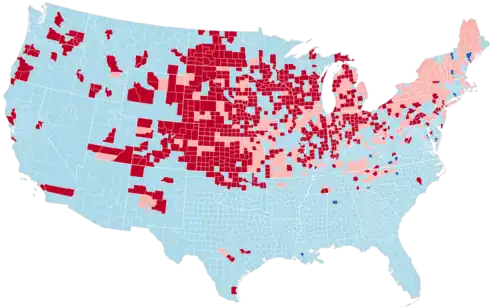 1936-40 county flips, light red indicates GOP hold, dark red indicates GOP flip, light blue indicates Dem hold, and dark blue indicates Dem flip.