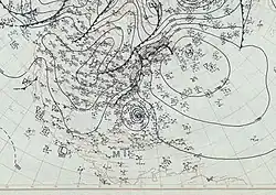 The hurricane begins to be pulled northward by the quasi-stationary cold front on September 20