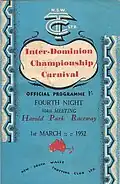 Front cover of the 1952 Harold Park Inter-Dominion Final racebook