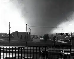 The Tornado as seen from an office building.