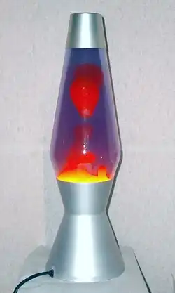 D. Lava lamp with interaction between dissimilar liquids: water and liquid wax