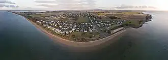 Aerial panorama of Coronet Bay