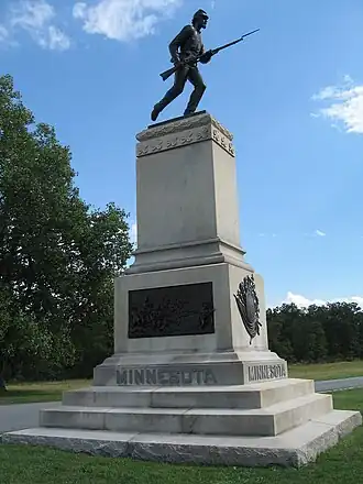 Monument to the 1st Minnesota Infantry Regiment at Gettysburg Battlefield, Gettysburg, Pennsylvania, located on Cemetery Ridge, off South Hancock Avenue