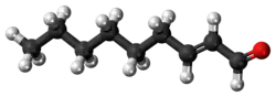 Ball-and-stick model of the 2-nonenal molecule