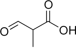 2D representation of the chemical structure of Methylmalonic acid semialdehyde .