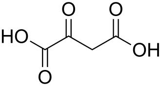 2D representation of the chemical structure of oxaloacetic acid.