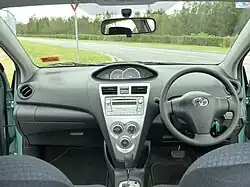 Pre-facelift interior, retained for facelifted model (with a refreshed instrument cluster) except for Southeast Asian market Vios