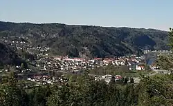 View of Vigeland, the administrative centre of Lindesnes Municipality