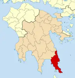 Location of Monemvasia